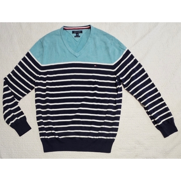 Tommy Hilfiger Mens Signature Coast Pullover V--Neck Sweater Navy XL - Picture 2 of 8
